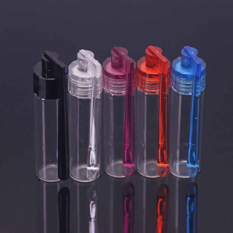 5 Pack Travel Spice Containers with Spoon Mini Bottle Spice Dispenser Glass Vial with Spoon Top Camping Outdoor Glass Set