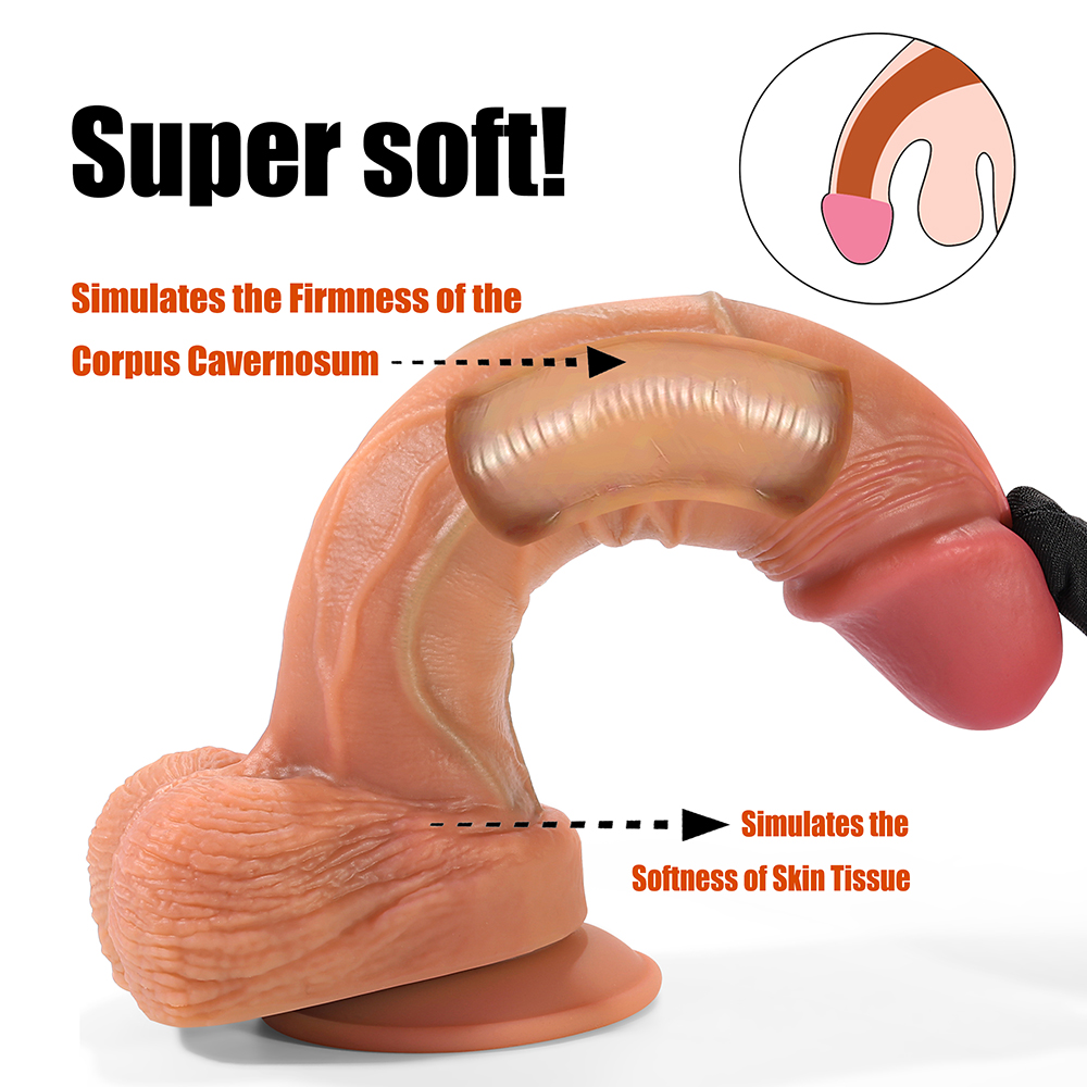 7.87" Realistic Liquid Silicone Dildo For Beginners Lifelike Huge Silicone Dildo With Strong Suction Cup for Hand-free Play Skin Like Dual Density Silicone Dildo