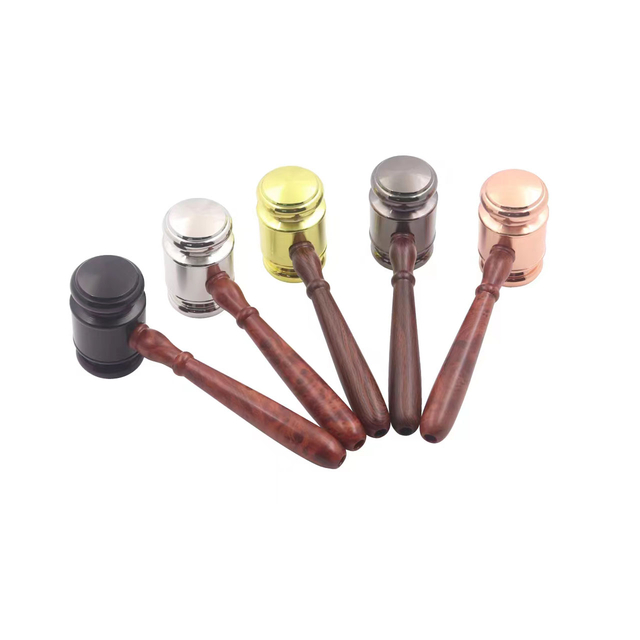  2 In 1 Gavel Shaped Metal Tobacco Pipe With Herb Grinder