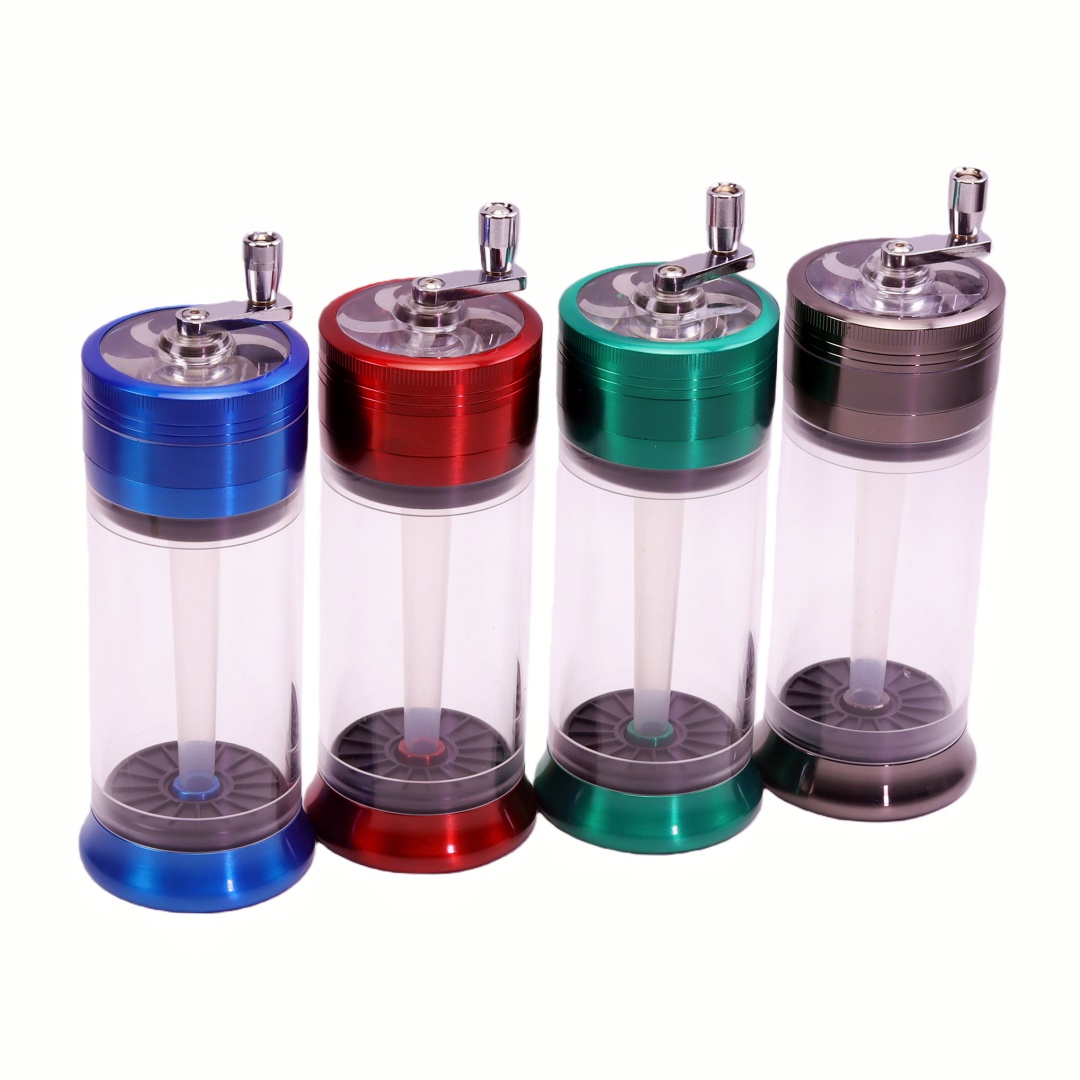 Hand Crank Conical Cigarette Tube Filling Grinder Transparent Top Cover Tobacco Grinder Filler 2-in-1 Manual Tobacco Grinding & Cone Filling Machine