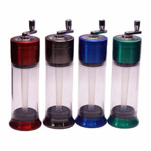 Small Size 2.05" Crank-Operated Conical Cigarette Maker Hand Crank Tobacco Grinder & Conical Cigarette Tube Filler 2-in-1 Manual Tobacco Grinding & Cone Filling Machine Transparent Cover Hand Crank T