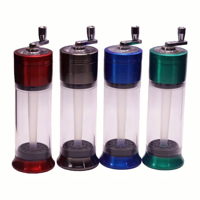 Small Size 2.05" Crank-Operated Conical Cigarette Maker Hand Crank Tobacco Grinder & Conical Cigarette Tube Filler 2-in-1 Manual Tobacco Grinding & Cone Filling Machine Transparent Cover Hand Crank T