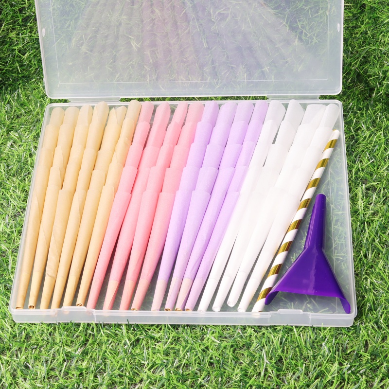 110MM Slow Burning Easy to Fill Natural Unbleached Paper Portable Pre-Rolled Cones Kit Pre-Rolled Cones (90 Count) 90-Piece Pre-Rolled Cigarette Cones Conical Rolling Paper Tubes