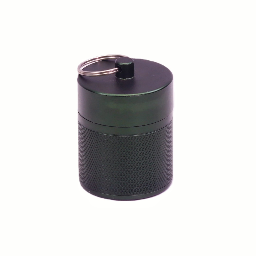 Aluminum Keychain Storage Bottle for Outdoor Hiking Waterproof Crimped Grid Portable Storage Bottle with Keychain Outdoor Durable Crimped Grid Aluminum Storage Bottle Aluminum Keychain Storage Jar F