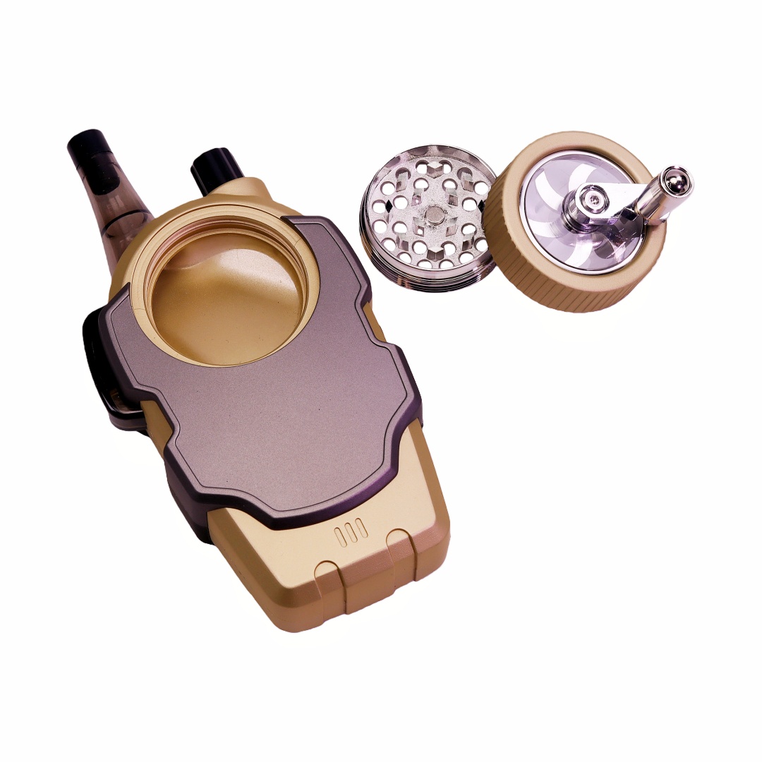 Walkie-Talkie Shape Herb Grinder Top Tobacco Paper Dispenser Grinder Rechargeable LED Tobacco Grinder (Type-C) Vibrating Manual Herb Grinder Multi-Functional Tobacco Grinder with LED Light