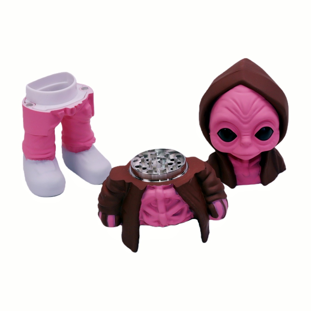 4-piece Yoda Humanoid Herb Mill with Pollen Catcher Cute Yoda Hoodie Grinder with Magnetic Lid Jedi Master Yoda Herb Mill Yoda Hoodie Humanoid Herb Grinder Star Wars Yoda Shaped Herb Crusher Yoda Fi