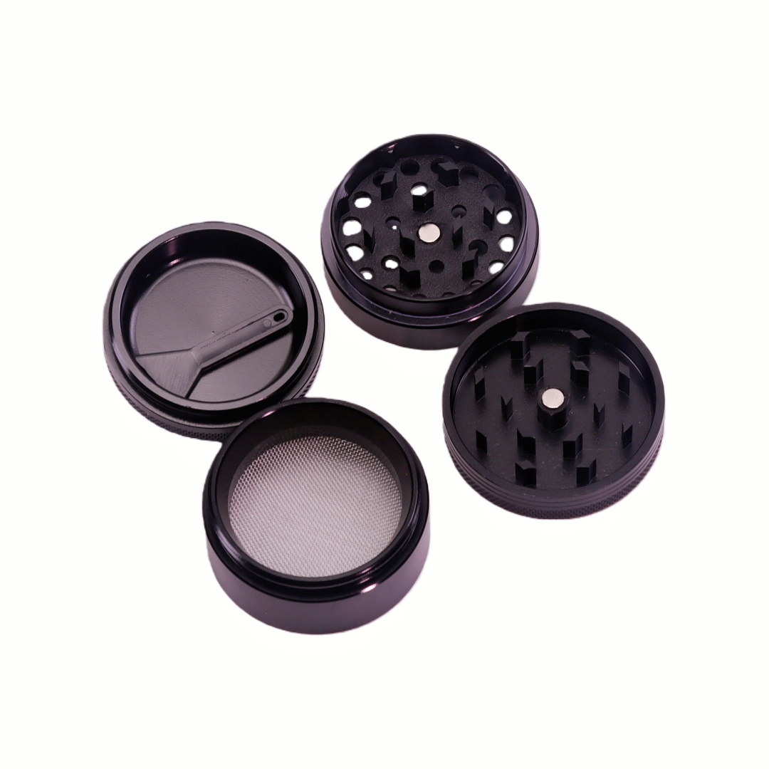 Durable 4-Layer Flat-Top Aluminum Alloy Herb Grinder for Home & Travel Includes Scraper and Cleaning Brush 4-Layer Aluminum Alloy Flat-Top Herb Grinder with Free Pollen Scraper and Cleaning Brush