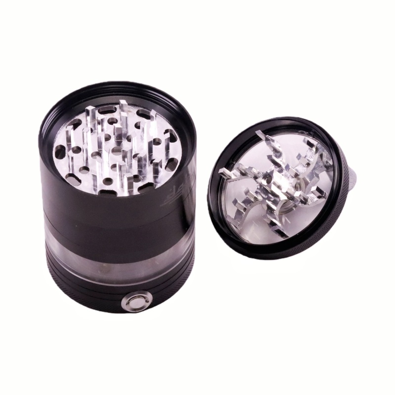 5 Parts 2.2" Clear Top Aluminum Crank Handle Herb Grinder With Multi-Mode Changing Led Tobacco Grinder USD Rechargeable Herb Grinder