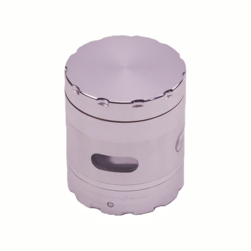 Durable Heavy Duty Solid Top 5 Pieces Diamond-Sharp Teeth See Through Aluminum Alloy Portable Easy-Clean Design Weed Grinder With Flashing LED Light