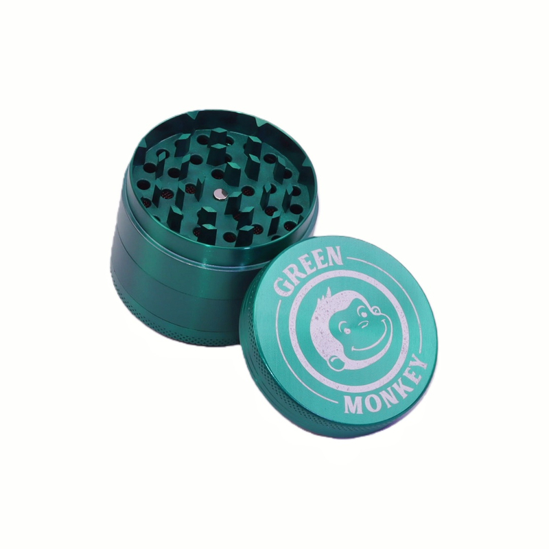 2.2" 4 Parts Zinc Green Monkey Herb Grinder Capuchin Grinder Kief Catch Herb Grinder Magnetic Lid Herb Grinder UKETA Herb Grinder