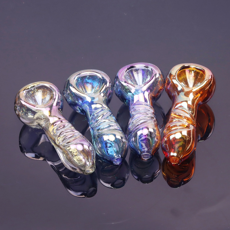 1 Pack of 4 Piece Lip Shape Glass Hand Pipe Set Iridescent Smoking Kit Portable Pipe Set with Case Cleaner Complete Tobacco Accessory Set Glow Pipe