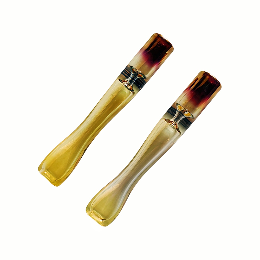 3" Silver Gold Smoked Glass Chillum 4" Fumed Silver Gold Pyrex Glass Chillum Color Changing Fumed Gold Silver Handcrafted Glass Chillum Kit