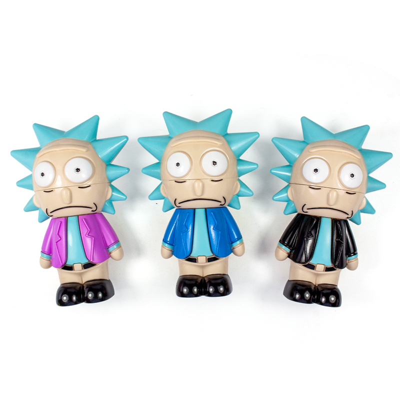 Big Chamber Rick Morty Shaped 3 Parts Herb Grinders; Cartoon Series Weed Grinders