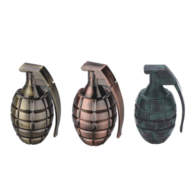 Large Size Camouflage Movable Handle Grenade Shaped 3 Layers Metal Zinc Spice Grinder