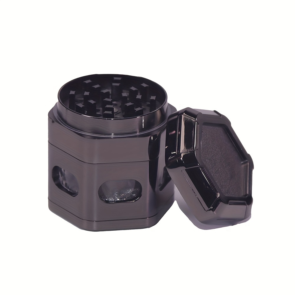 2.2 Inches 4 Parts Removable Screen Gun Metal Heavy Duty Hexagon Zinc Herb Grinder Hexagon Zinc Spice Grinder Concave Top Herb Grinder