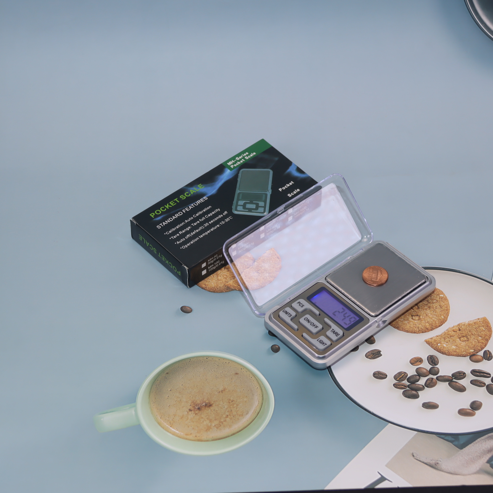 Slim Flat iPhone Shape Digital Pocket Scale 0.01g High Precision Straight Plate Mini Jewelry Scale Portable Ultra Thin Weighing Scale for Gold Gems Coins