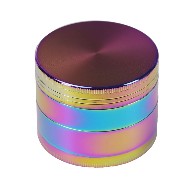 Non-slip Vertical Embossing 2.2 Inches 4 Parts Rainbow Heavy Duty Zinc Herb Grinderr