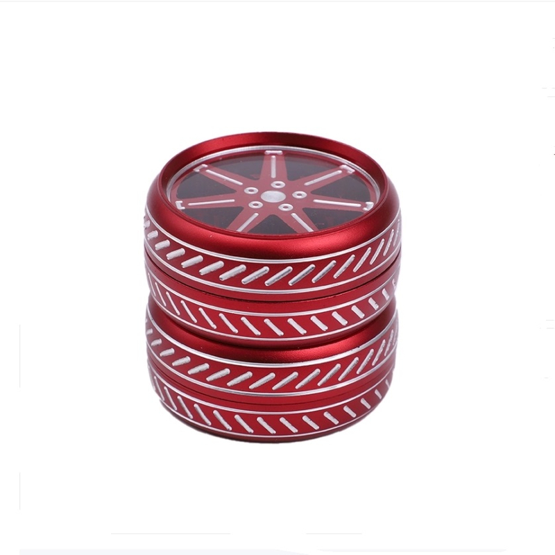 4 Parts Clear Top Tyre Shaped Aluminum Alloy Weed Grinders With Diamon Cut
