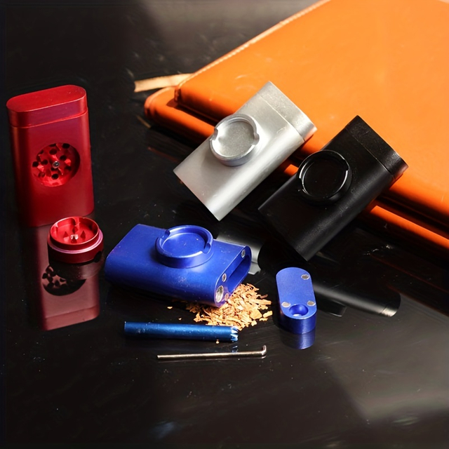 4 in 1 CNC Aluminum Herb Grinder Dugout One-hitter Set With Poker for Smoking Aluminum One Hitter Dugout Set For Smoking Weed