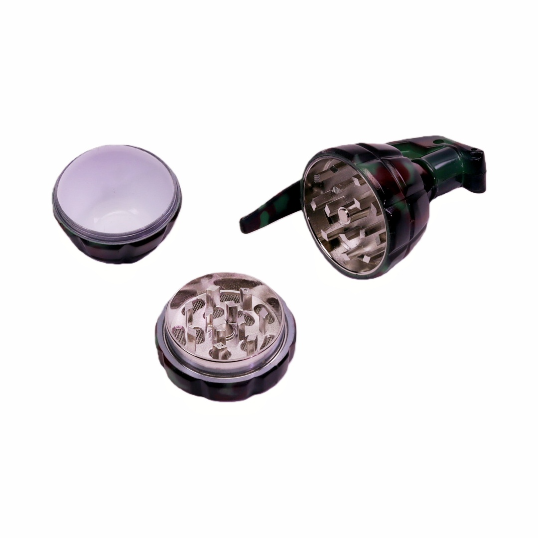 Zinc Alloy Camouflage Hand Grenade Herb Grinder Portable Camo Grenade Shape Spice Grinder for Outdoor Use Tactical Style Hand Grenade Grinder for Herb Grinding Durable Zinc Alloy Grenade Grinder 