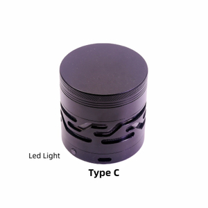 Color-Changing LED Wave Ring Herb Grinder 7 Colors Flashing Tobacco Grinder With Adjustable Light Modes Flashing Led Lights Weed Grinder Variable LED Lights Tobacco Grinder Spice Mill