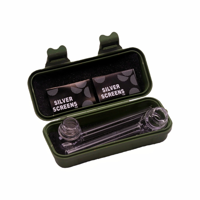 Premium Borosilicate Glass Pipe Dual-Use with Metal Mesh Screens Portable Clear Glass Pipe for Oil & Dry Herb Smoking Heat-Resistant Dual-Function Glass Pipe + Shatterproof Case For Smoking