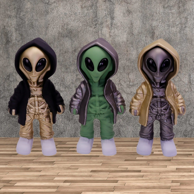 4 Parts Colorful Hooded Zip-up Alien-shaped Herb Grinder Humanoid Action Figure Alien Hoodie Weed Grinder Humanoid Alien Plush Toy Spice Mill limited Edition Character Plush Herb Crusher