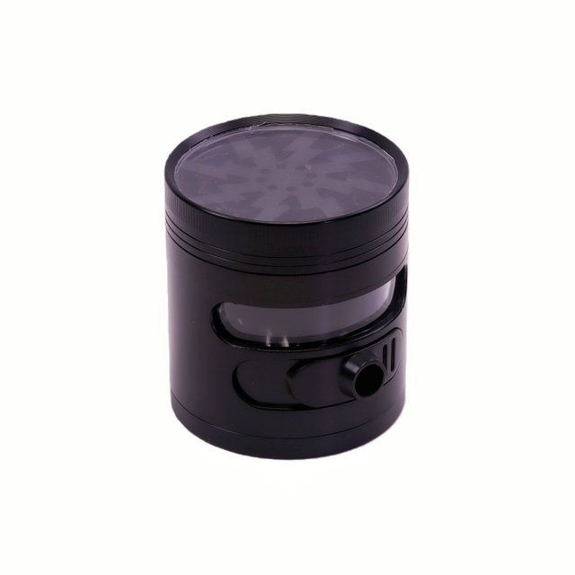 4 Parts 2.5 Inches Clear Top See Through Chamber Herb Grinder With Action Switch Dispenser Zinc Alloy Weed Grinder with Separator And Transparent Lid