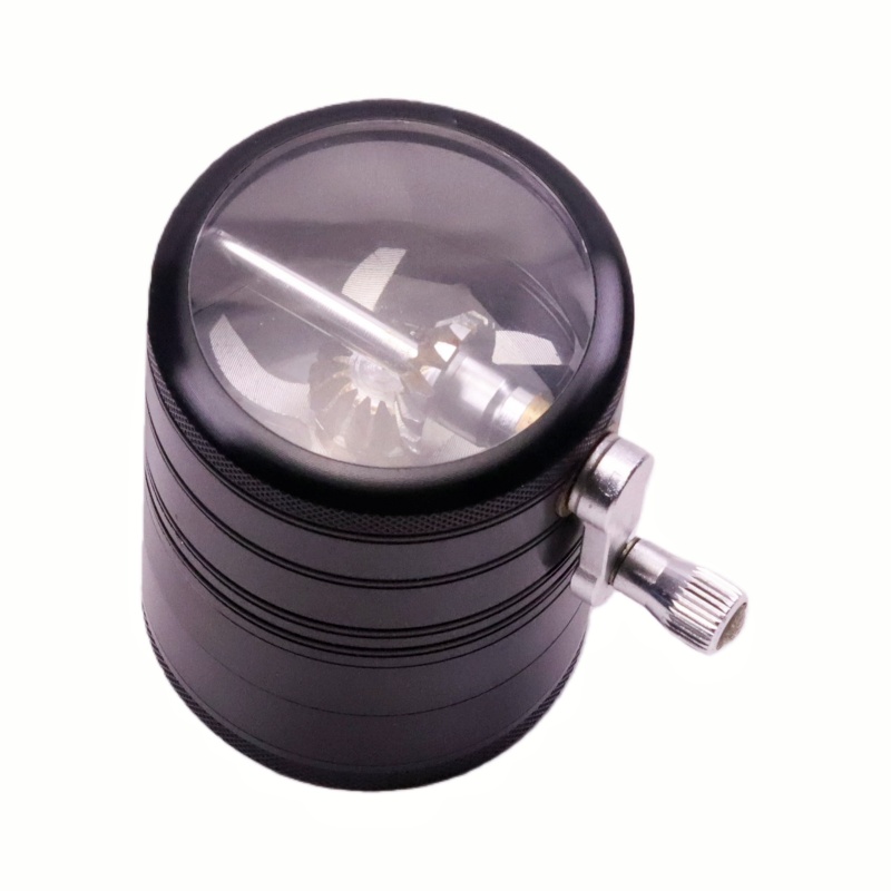 Innovative 5 Parts 2.5" Clear Top Aluminum Side-Swing Handle Herb Grinder Weed Grinder Spice Mill Crusher For Cannabis