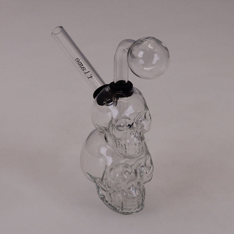 Detachable Skull Shaped Borosilicate Glass Pipe Heat-Resistant Glass Smoking Pipe Oil Absorbing Glass Pipe Handheld Skull Pipe Skull Glass Oil Burner Borosilicate Oil Pipe