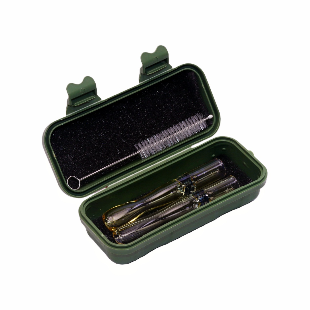 3" Silver Gold Smoked Glass Chillum 4" Fumed Silver Gold Pyrex Glass Chillum Color Changing Fumed Gold Silver Handcrafted Glass Chillum Kit