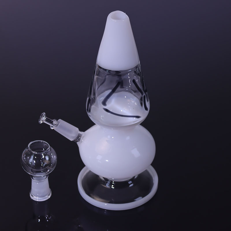 Portable Dual Use Glass Water Pipe for Weed Blue White Jade Free Dab Tool and Silicone Container Two-in-one Glass Bong Silicone Wax Jar Glass Dab Tool for Wax 