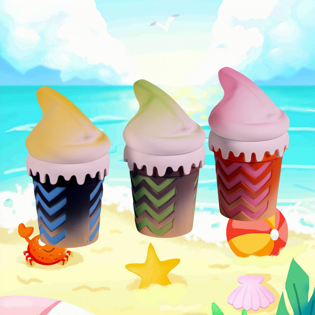 4 Parts Big Chamber Ice Cream Cone Shaped Herb Grinders; Multi Color Ice Cream Shaped Spice Grinder