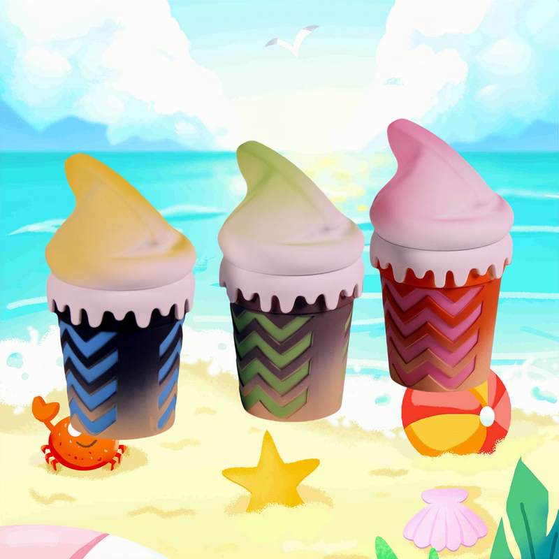 4 Parts Big Chamber Ice Cream Cone Shaped Herb Grinders; Multi Color Ice Cream Shaped Spice Grinder