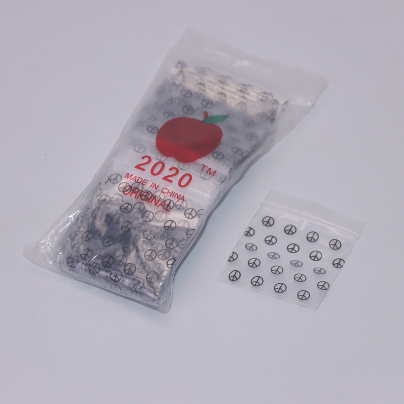 1 Pack Of 100 Pieces Clear 2020# One Side Printed Design 4 MIL Plastic Water Proof Zip Bag
