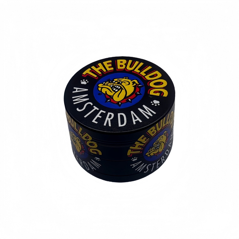 Black 4 Parts UV Printing The Bull Dog Amsterdam Zinc Herb Grinders