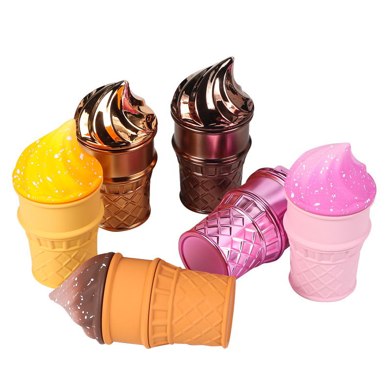 Small Size 4 Parts Big Chamber Ice Cream Cone Shaped Herb Grinders; Multi Color Ice Cream Shaped Spice Grinder