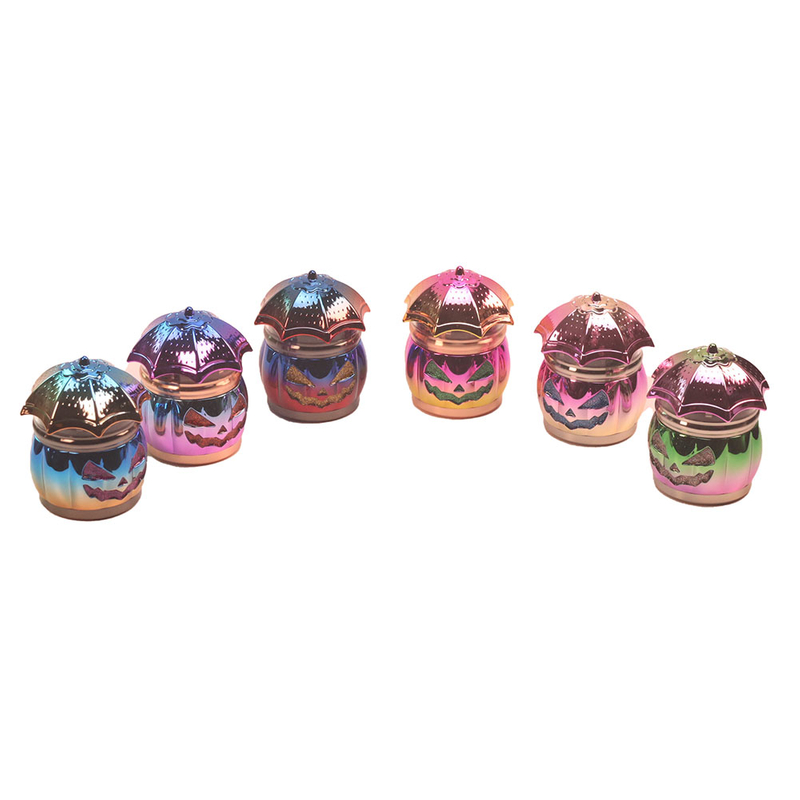 4 Parts Multi Colour Umbrella Shaped Herb Grinder With Shinning Pumpkin ; Halloween Topic Smoking Accessories