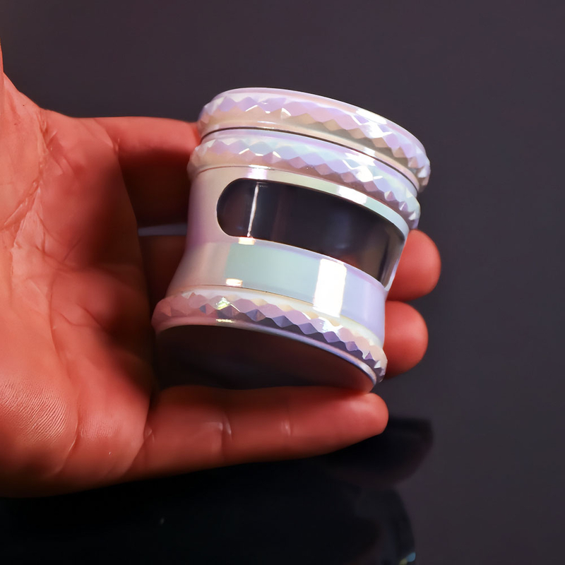 ​Metal Alloy 4 Layers Colour White With Window Portable for Smoking Tobacco Spice Grinder