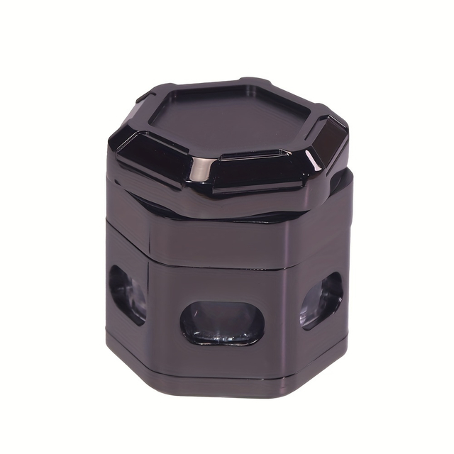 2.2 Inches 4 Parts Removable Screen Gun Metal Heavy Duty Hexagon Zinc Herb Grinder Hexagon Zinc Spice Grinder Concave Top Herb Grinder