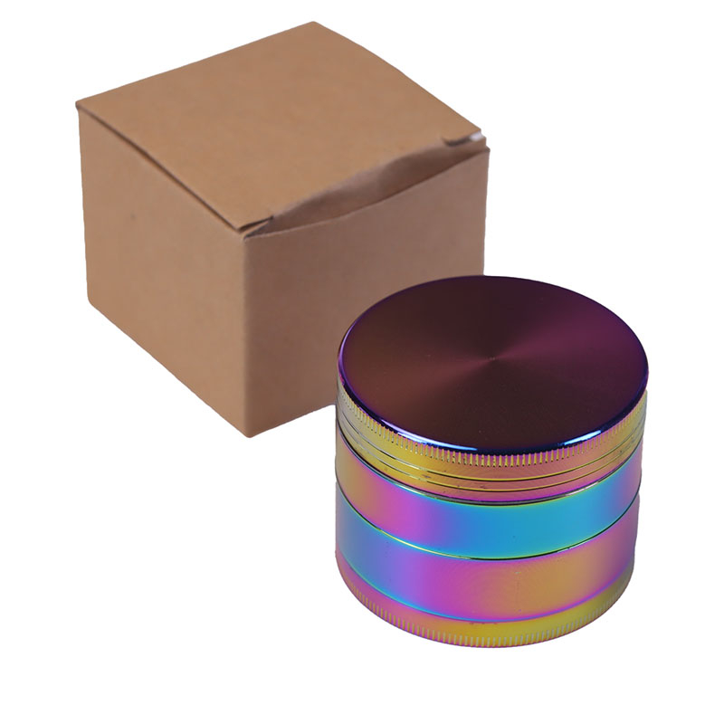 Non-slip Vertical Embossing 2.2 Inches 4 Parts Rainbow Heavy Duty Zinc Herb Grinderr