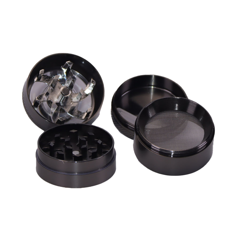 4 Color Available 1.6 Inches 4 Parts Crank Handle Zinc Herb Grinder Clear Top Big Chamber Herb Grinder