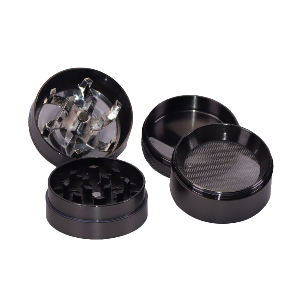 4 Color Available 1.6 Inches 4 Parts Crank Handle Zinc Herb Grinder Clear Top Big Chamber Herb Grinder