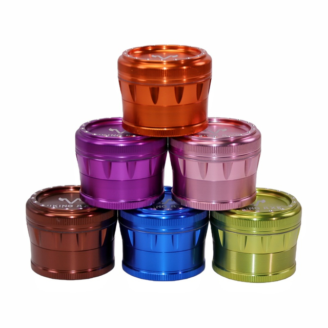 4 Pieces Cone Shaped Sunken Top Cap CNC Aluminum Herb Grinder With Pollen Catcher