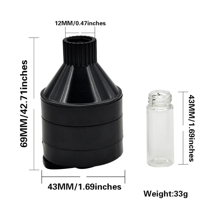 Plastic Grinder With Funnel Glass Herb Storage Bottle Grinder Tobacco Herb Spice Smoking Shop Supplies
