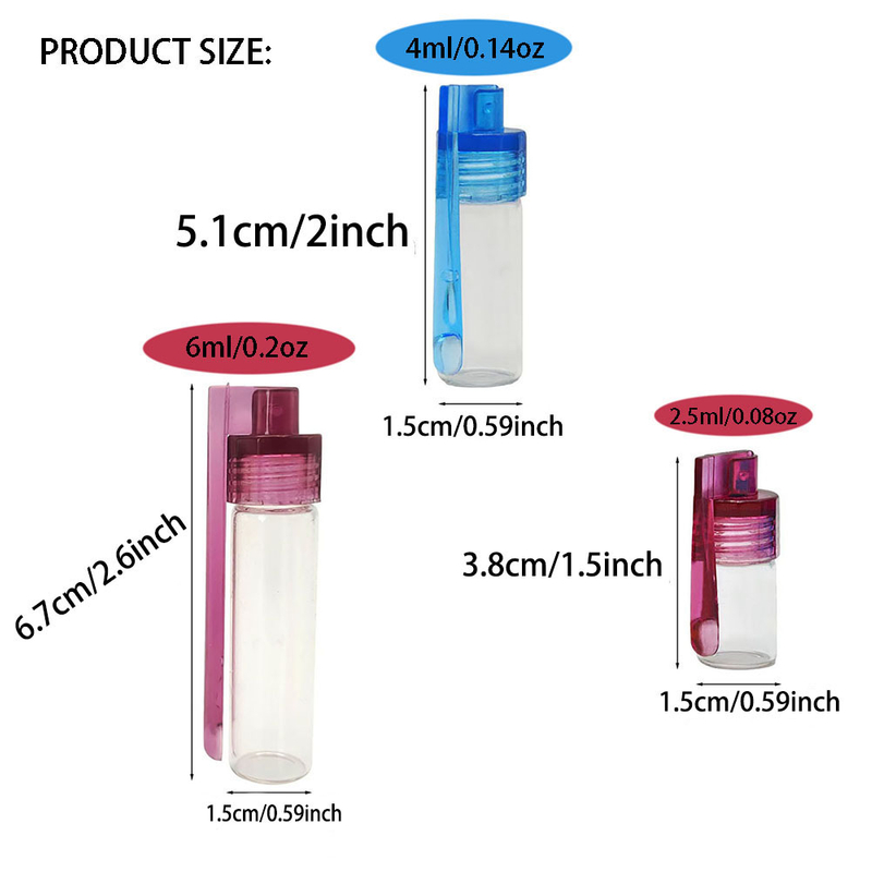 5 Pack Travel Spice Containers with Spoon Mini Bottle Spice Dispenser Glass Vial with Spoon Top Camping Outdoor Glass Set