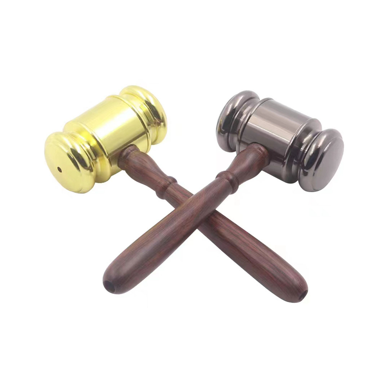  2 In 1 Gavel Shaped Metal Tobacco Pipe With Herb Grinder