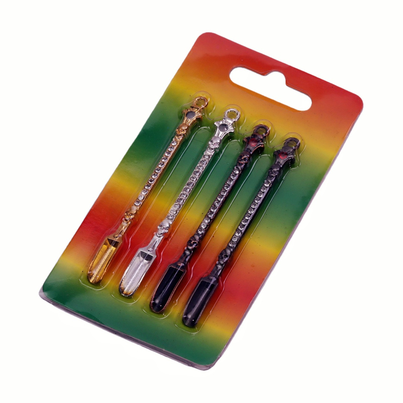 4 Pack Bling Rhinestone Decorated Mini Scoop Metal Mini Shovel Spoon Medicine Spoon Micro Debugging Shovel Dessert Salt Teaspoon Mini Powder Spoon Crystal Studded Powder Dispenser Spoon for Smoking