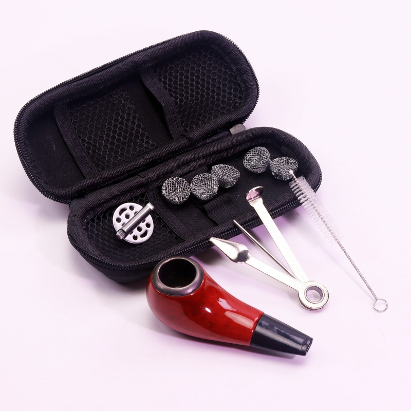 10 Pack Resin Pipe Set Pipe with Windshield And Filter Ball 3-in-1 Pipe Tool Kit Pipe Cleaning Brush Set PU Storage Bag Pipe Kit Tobacco Pipe Accessories Set