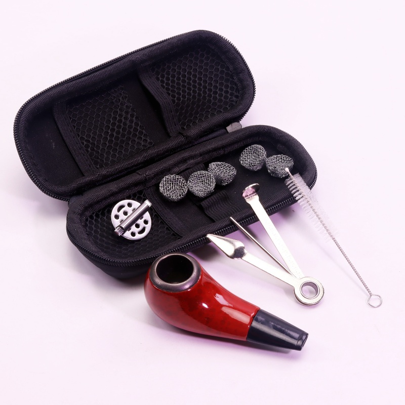 10 Pack Resin Pipe Set Pipe with Windshield And Filter Ball 3-in-1 Pipe Tool Kit Pipe Cleaning Brush Set PU Storage Bag Pipe Kit Tobacco Pipe Accessories Set